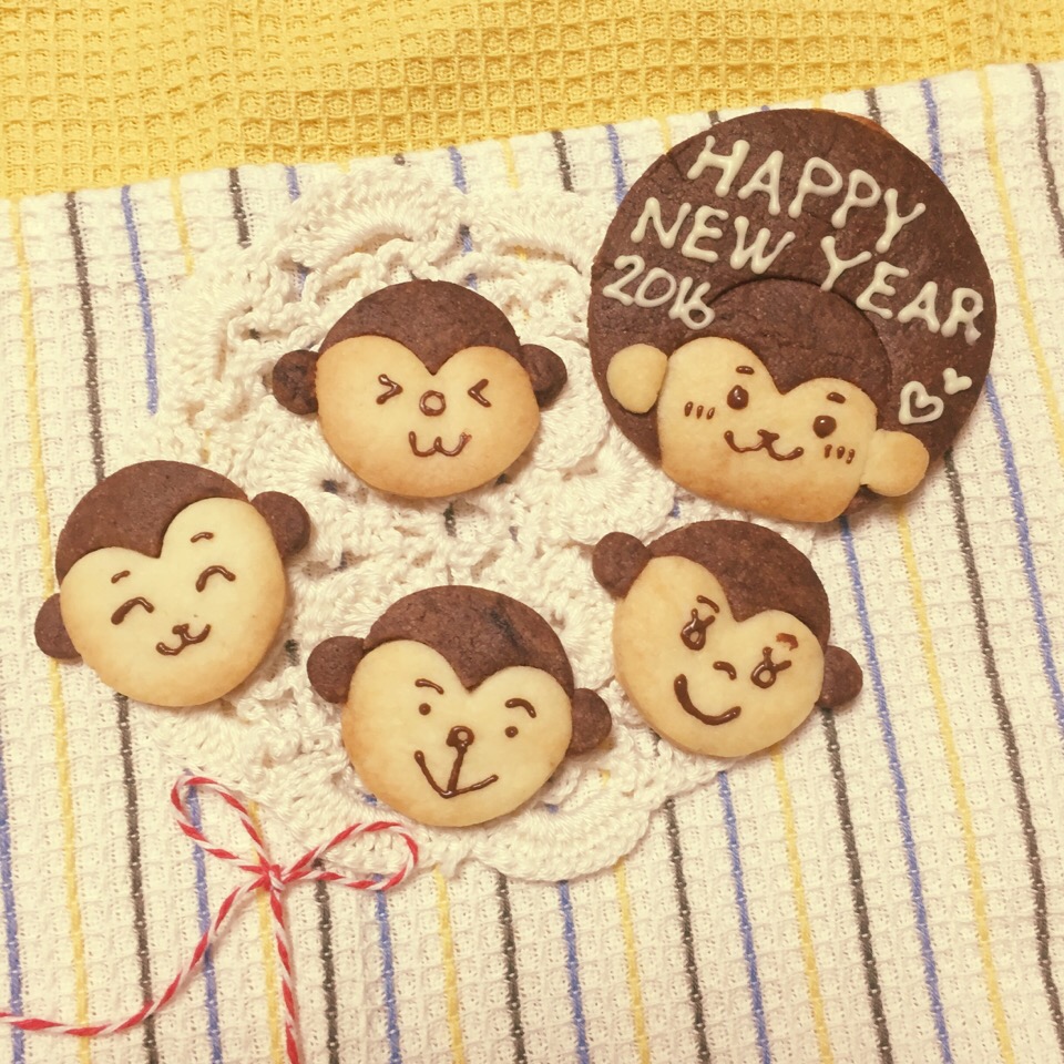 おけおめ♡おさるクッキー